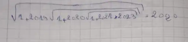 sqrt(1+2019) sqrt(1+2020) sqrt(1+22 n+2023)=2020