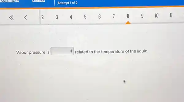 Vapor pressure is square  related to the temperature of the liquid.