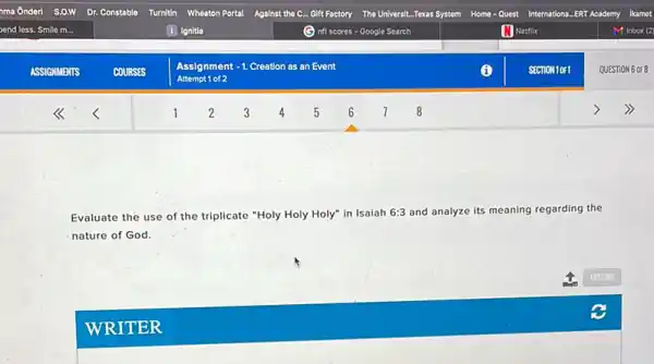 Evaluate the use of the triplicate "Holy Holy Holy" in Isaiah
6:3 and analyze its meaning regarding the
nature of God.