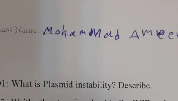 1: What is Plasmid instability?Describe.