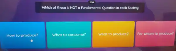 Which of
How to produce?
What to consume?
What to produce?
For whom to produce?