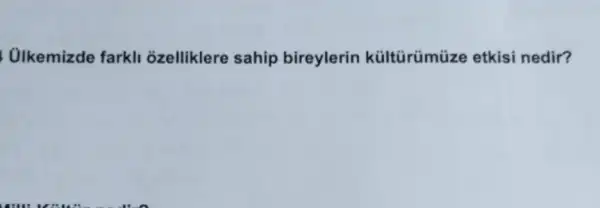 Ulkemizde farkli ozelliklere sahip bireylerin kültürümüze etkisi nedir?